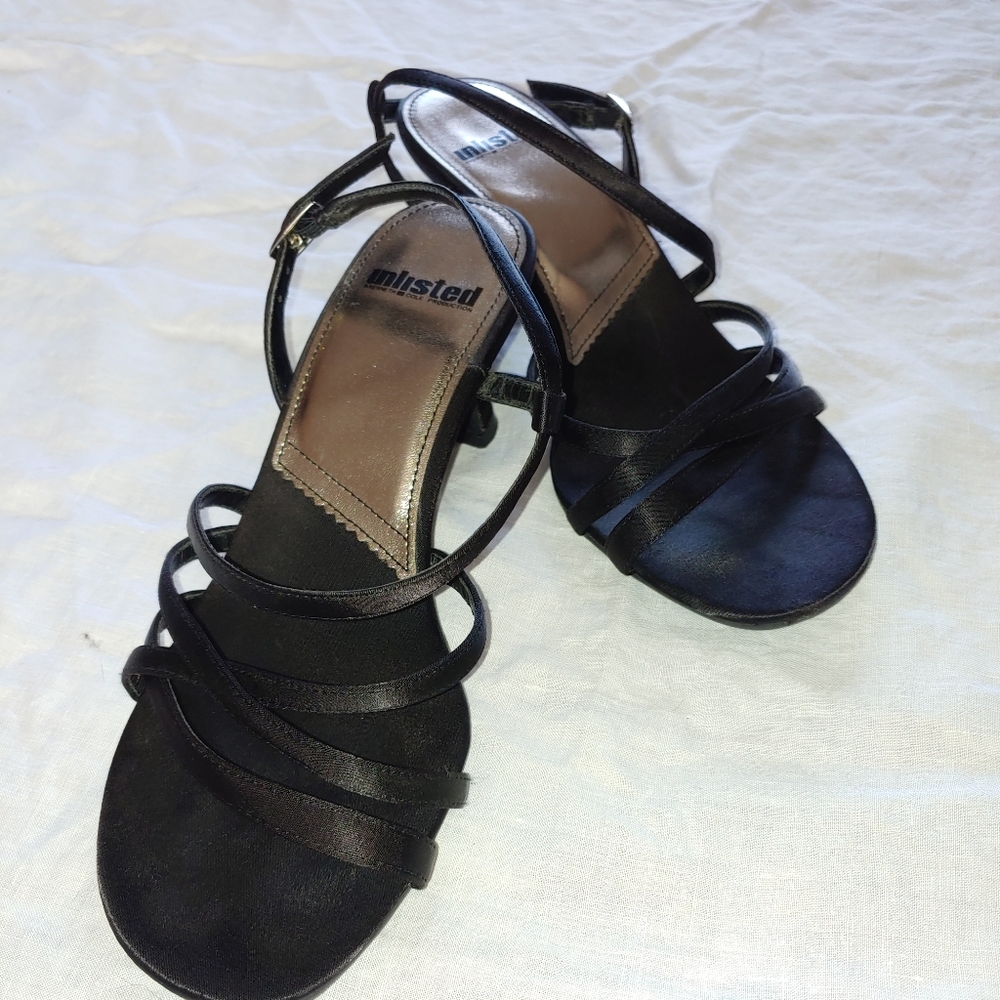 90s Vintage Black Strappy Sandals